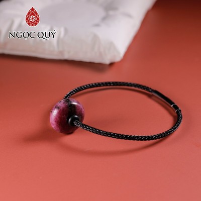 Vòng tay dây thép đồng điếu đá ruby nam phi 15x7mm, Dây thép 15cm - Ngọc Quý