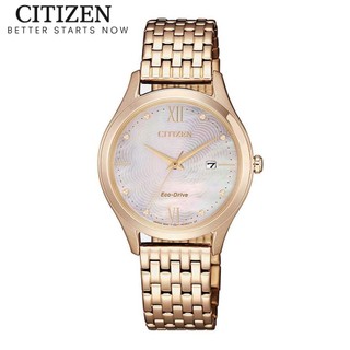 Đồng hồ nữ citizen eco-drive dây thép không gỉ ew2533-89d - mặt xà cừ
