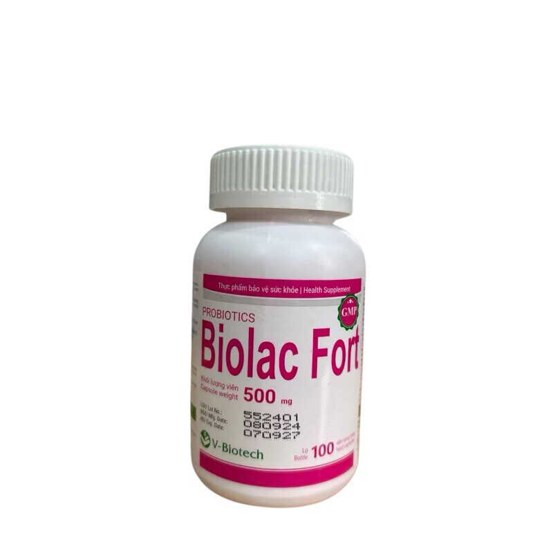 Viên uống Probiotics Biolac Fort (Chai 100 viên) Bổ Sung Men Vi Sinh Cho Đường Ruột, bảo vệ hệ tiêu 