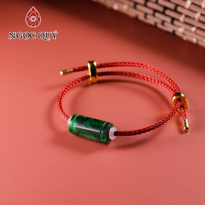 Vòng tay dây thép lu thống đá cẩm thạch sơn thủy 9x18mm - Ngọc Quý