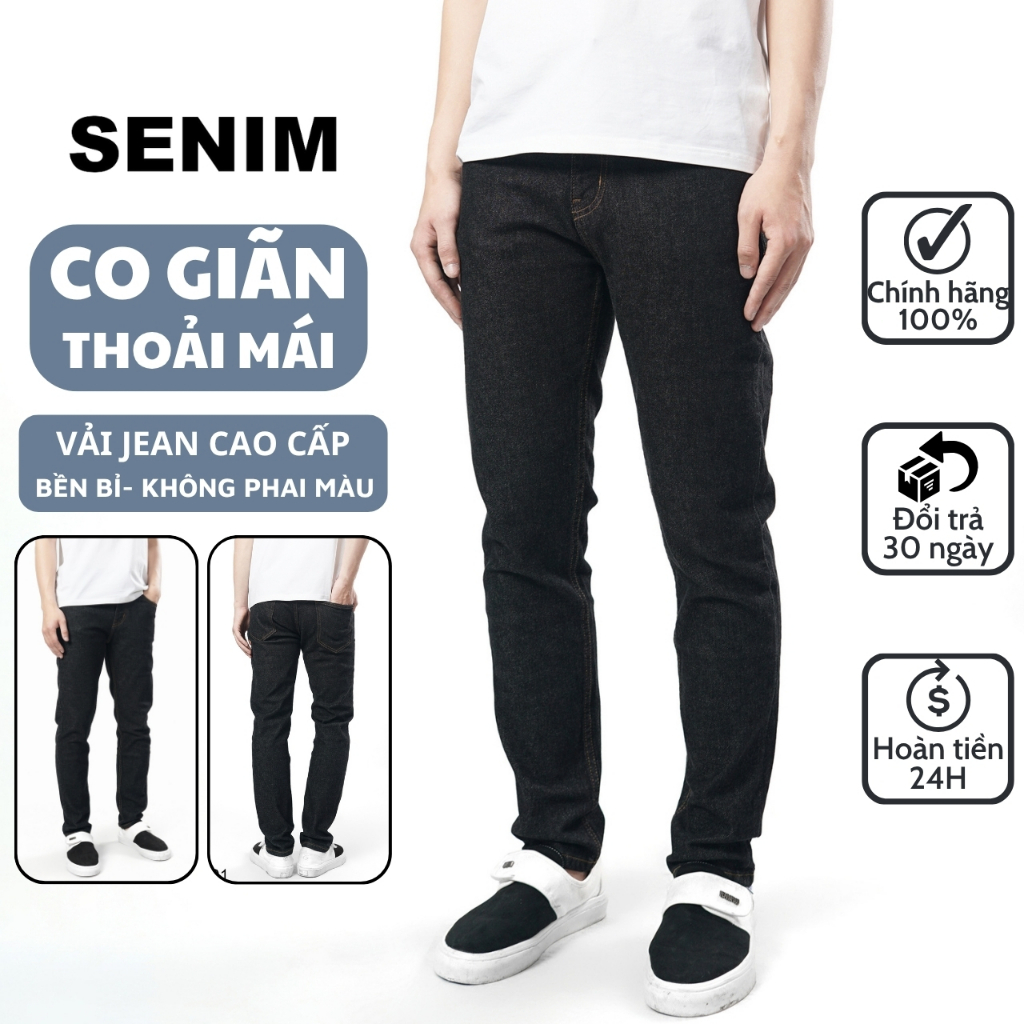 Quần jean nam SENIM, Quần bò vải Denim co giãn, form slimfit, jean màu indigo S0401