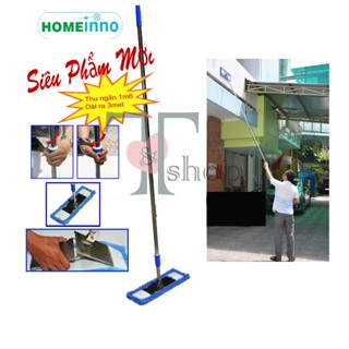  Cây Lau Nhà Lau Tường Cán Thu Ngắn 1.6mét Kéo Dài 3mét Microfiber San Hô 45cm Homeinno 