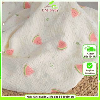 Khăn tắm muslin 2 lớp cho bé sơ sinh sợi tre BeeOn mềm mại quấn và làm chăn size 80x80 cm Uni Baby
