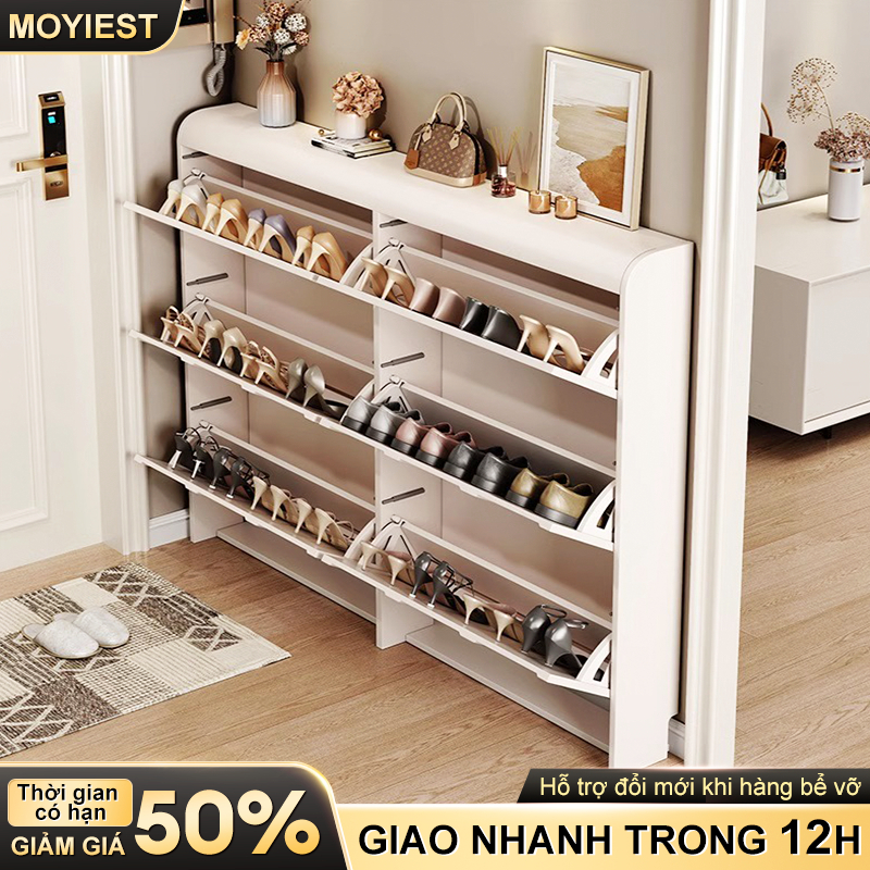 MY Tủ Giày Thông Minh Siêu Mỏng 3 Tầng Cánh Lật Tích Lớn Treo Tường- Có Hậu Kín - Nội Thất An Nhiên