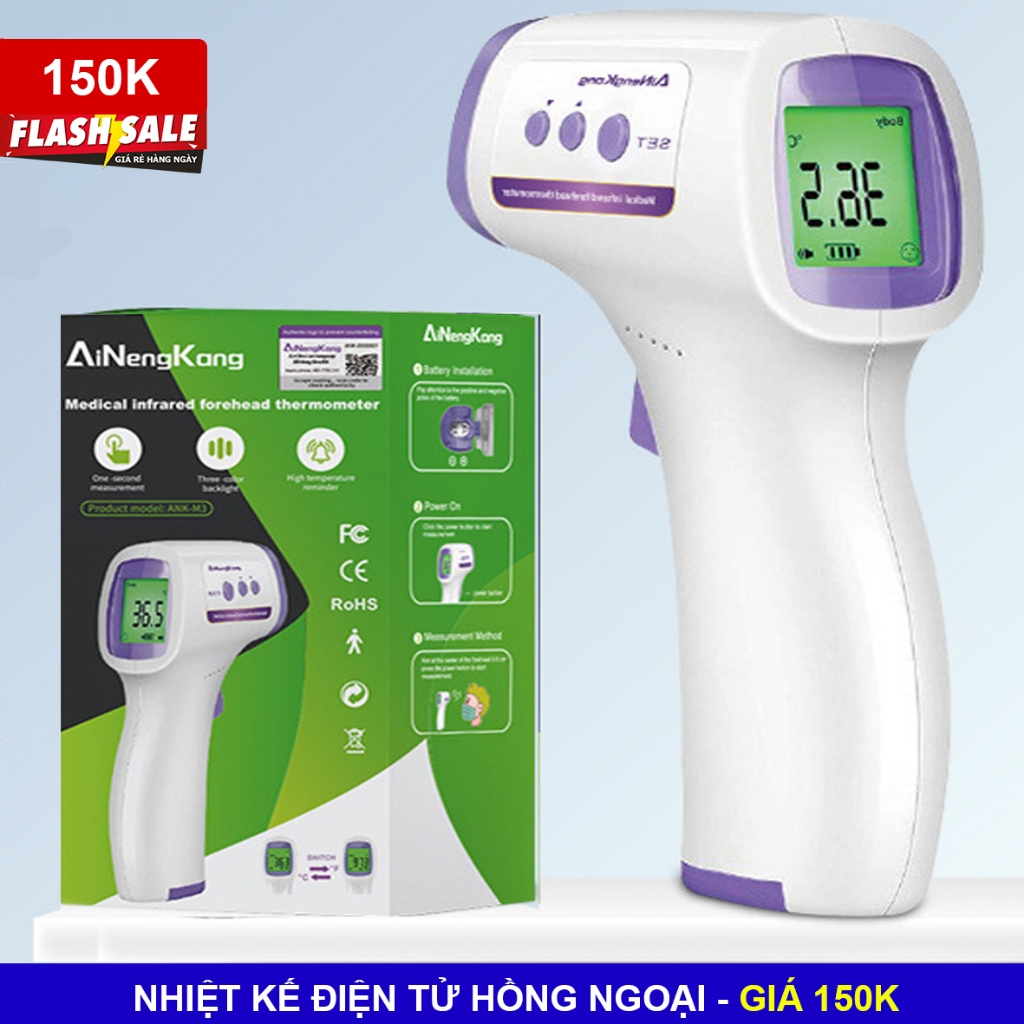 Nhiệt Kế Điện Tử Hồng Ngoại Đo Từ Xa (Nhiệt Độ Cơ Thể Và Môi Trường) - ANK