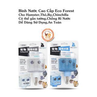 Set Đế Bình Nước Nam Châm + Bình Nước 177ml Cao Cấp Eco Forest Cho Hamster,Chinchilla,Thỏ,Bọ Ú,..chống rỉ nước,an toàn