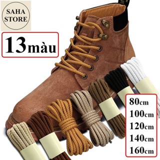 Dây giày boot tròn to 4.5mm SAHA946 cotton dù đen nâu trắng be xám cột buộc giầy thể thao cao cổ bốt nam nữ shoe laces