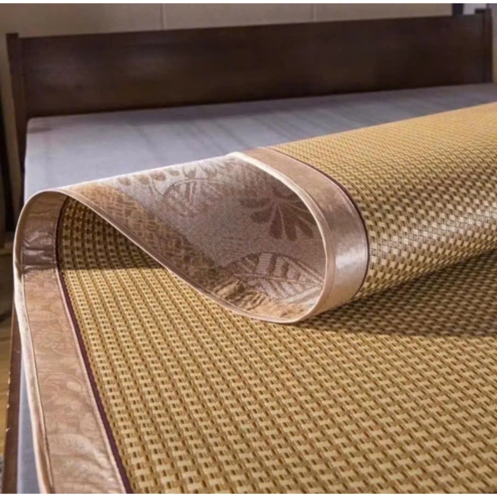 Chiếu Điều Hoà Sợi Mây Lót Lụa Cao Cấp Chiếu Có Chun Cài Góc Hàng Loại 1