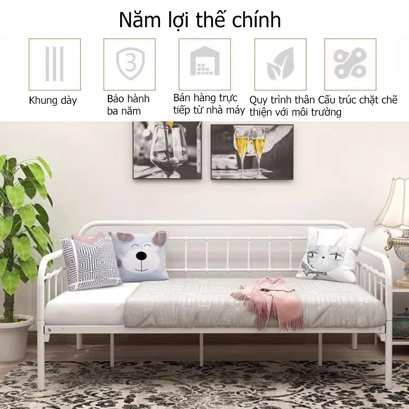 Sofa Giường Khung Sắt Đa Năng 2in1  Điều Chỉnh Thiết Kế Tối Giản Cho Căn Hộ Nhỏ | BigBuy360 - bigbuy360.vn