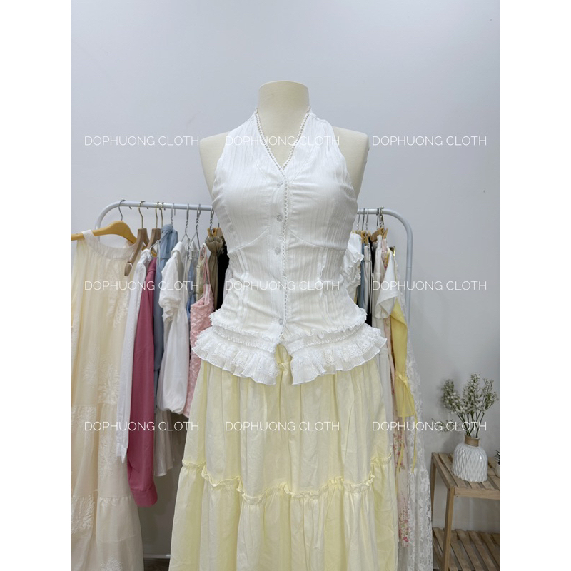 (HÀNG L1 SIZE S/M ) Áo Sơ Mi Cổ Yếm Xếp Viền Ren Áo Kiểu Nữ Xẻ Cổ V Phối Bèo Ulzzang Tiểu Thư Đi Chơi Biển Nhún Bèo TIBU | BigBuy360 - bigbuy360.vn