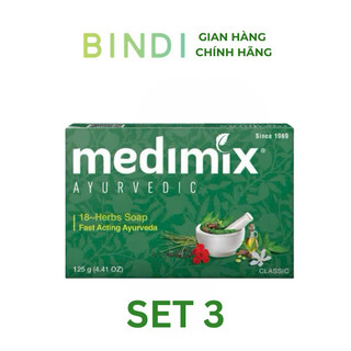  Set 3 Xà Phòng Medimix 18 Loại Thảo dược Ayurveda Tác Động Nhanh 125g bánh 