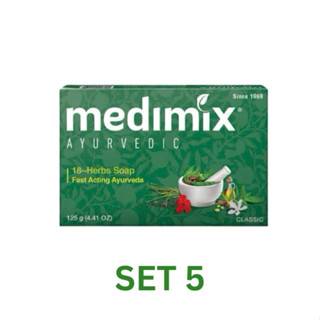 Set 5 xà phòng Medimix 18 loại thảo dược Ayurveda Tác Động Nhanh 125g/bánh