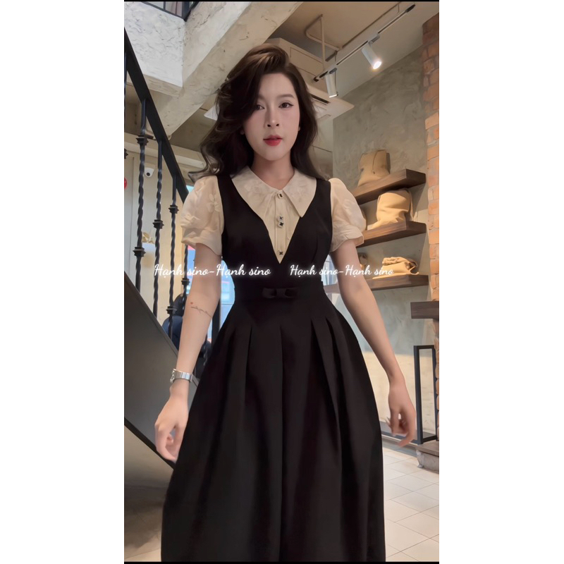 Hạnh sino.97 Váy tuyết mưa phối ren xếp ly dáng xoè A