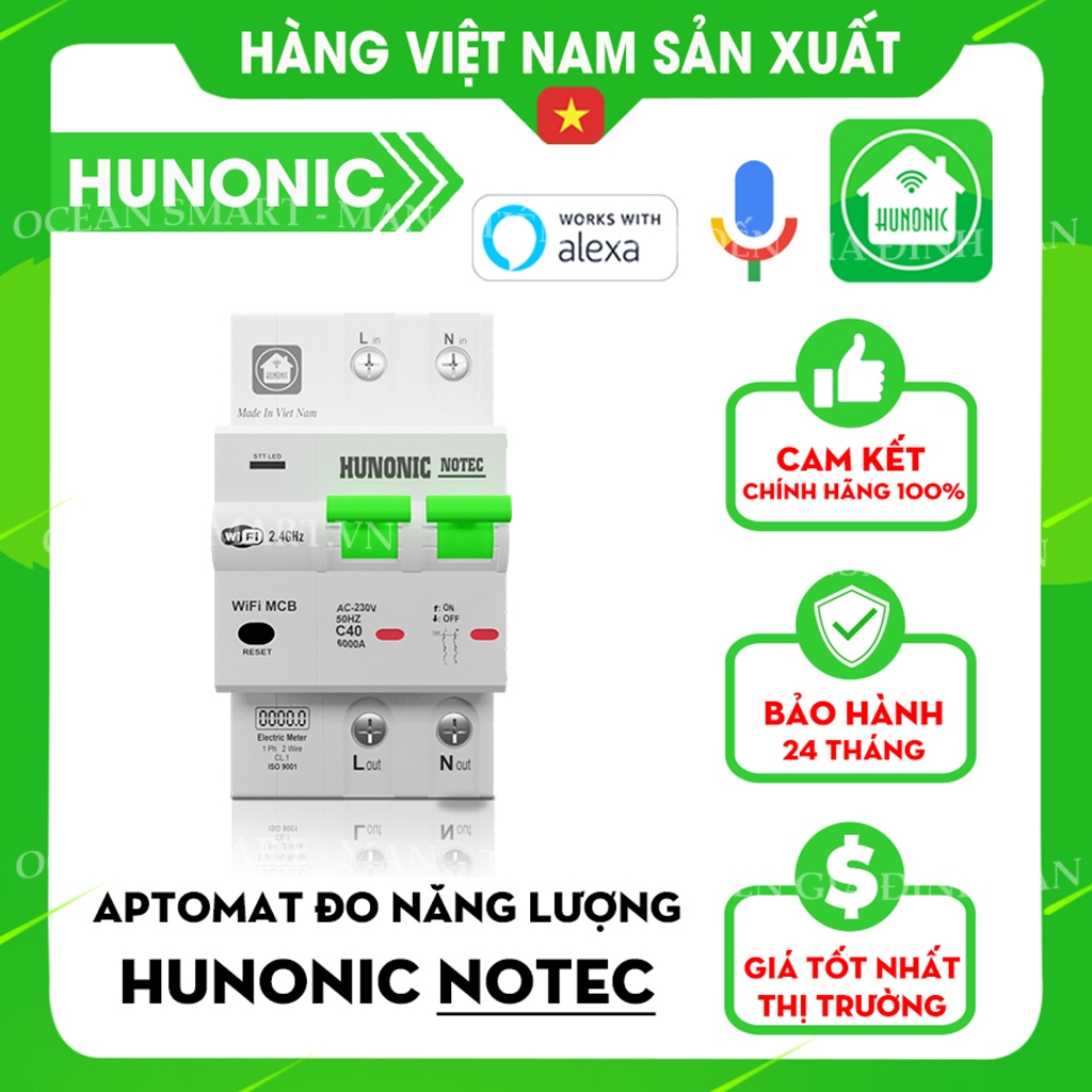 Aptomat Thông Minh Đo Năng Lượng Hunonic Notec - HNATME