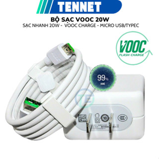 Bộ Sạc Siêu Nhanh VOOC OP 20W, Củ Sạc Nhanh VOOC An Toàn Không Nóng Máy, Cáp Sạc Type C  6A Dài 1 Mét Cho F7 F9 F11 Pro