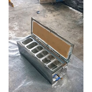 Thùng đá inox 3 lớp 4-6 khây inox, nắp mica trong suốt, giữ lạnh topping trà sữa,chè