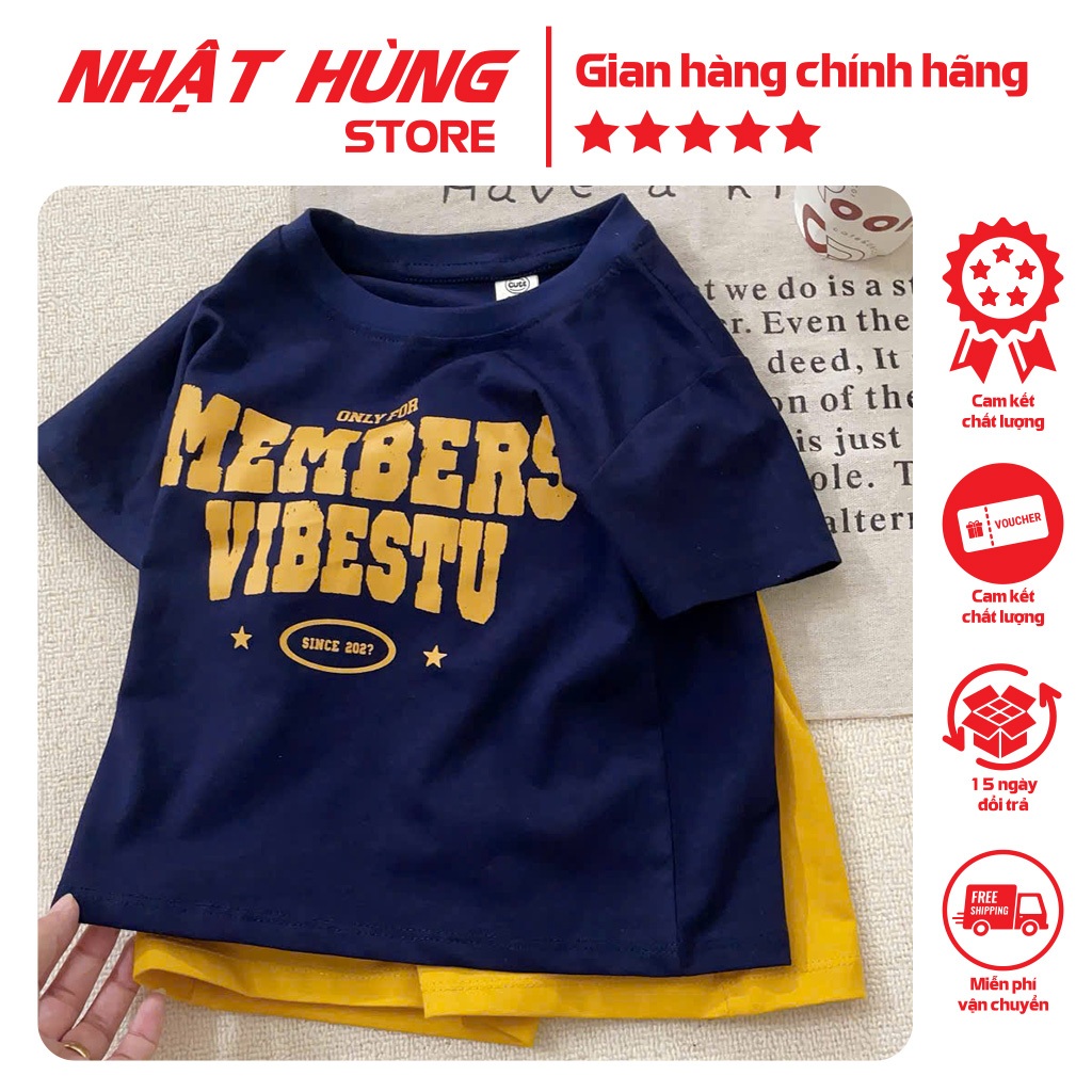 Bộ quần áo cho bé trai hình MEMBERS set áo phông quần short trẻ em hiệu Nhật Hùng 10-63kg - NH123