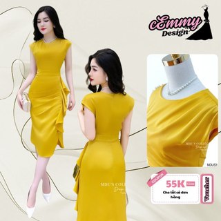 Váy thiết kế MDU534 thanh lịch dáng ôm body, họa tiết đính hoa, chất liệu Lụa cao cấp từ MDU