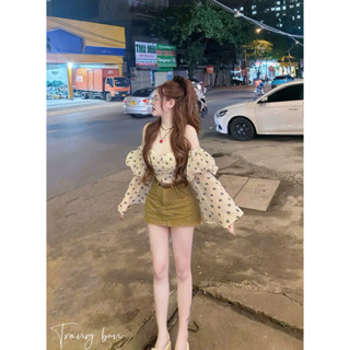 Áo tơ trễ vai tay bồng cực xinh tiểu thư phối lưng chun hàng chuẩn loại 1 (sẵn hàng)