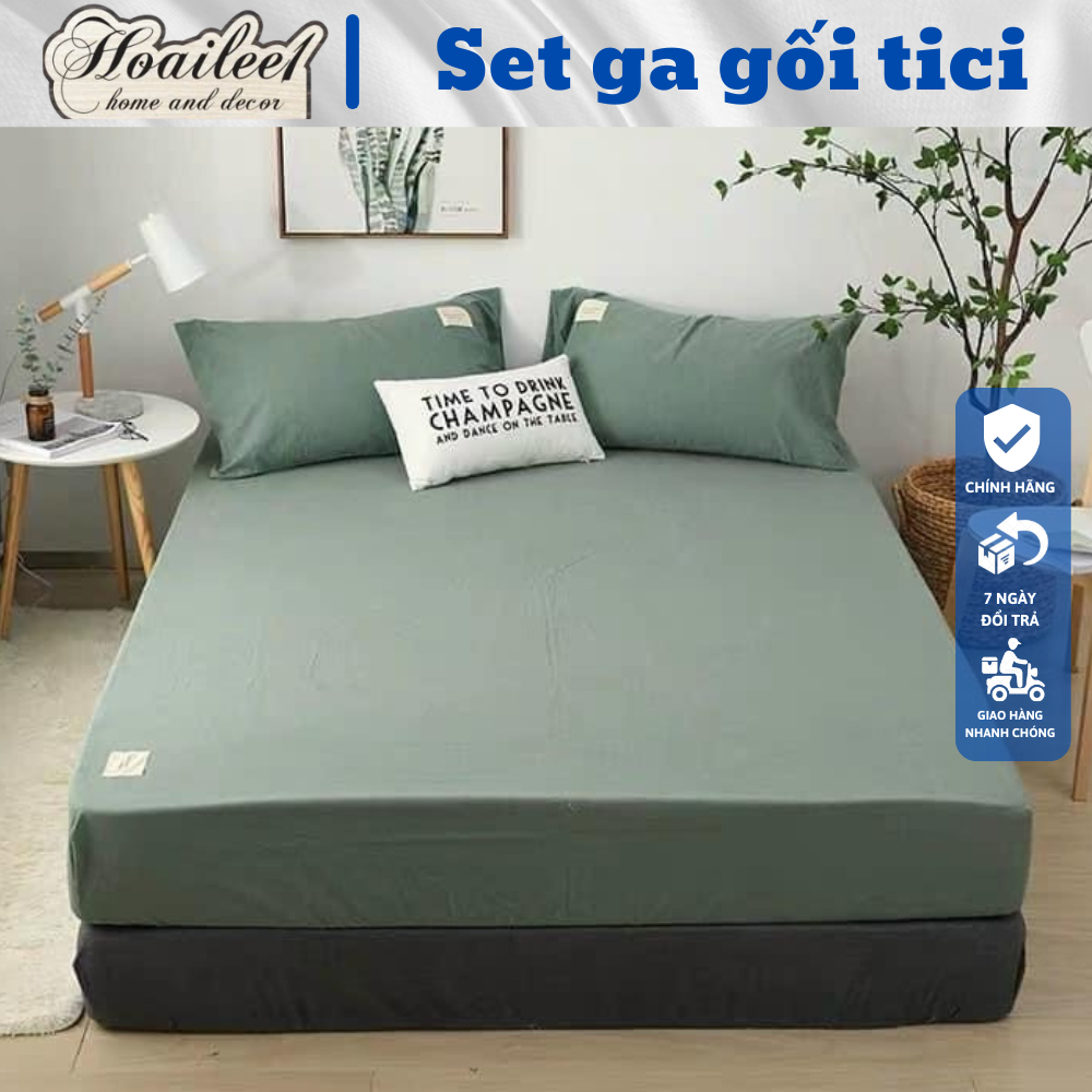 (Hàng nhập)Bộ ga giường và vỏ gối Cotton TC đủ kích thước trải nệm 1m2, 1m4, 1m6, 1m8, 2m chưa gồm c