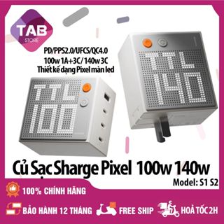 Củ Sạc SHARGE Pixel 100W, 140W Gan Có Màn Led Ma Trận S1 S2 - Bảo Hành 12 Tháng