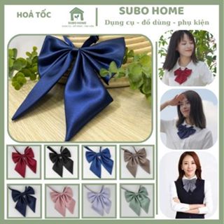 Nơ Đeo Cổ Đủ Màu Sắc Trơn Vải Lụa Bóng Nơ Bướm Cho Học Sinh Nữ Sinh Viên Đồng Phục Công Sở Ngân Hàng Có Khóa Cài Sẵn