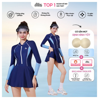 Đồ bơi một mảnh nữ tay dài chống nắng đi biển - Bikini Passport - BS1017_NV