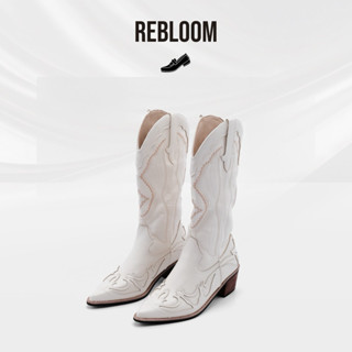 Boot nữ Rebloom - Bốt nữ western cowboy đế cao 5cm, cổ cao 32cm phong cách cá tính, trending dành cho nữ