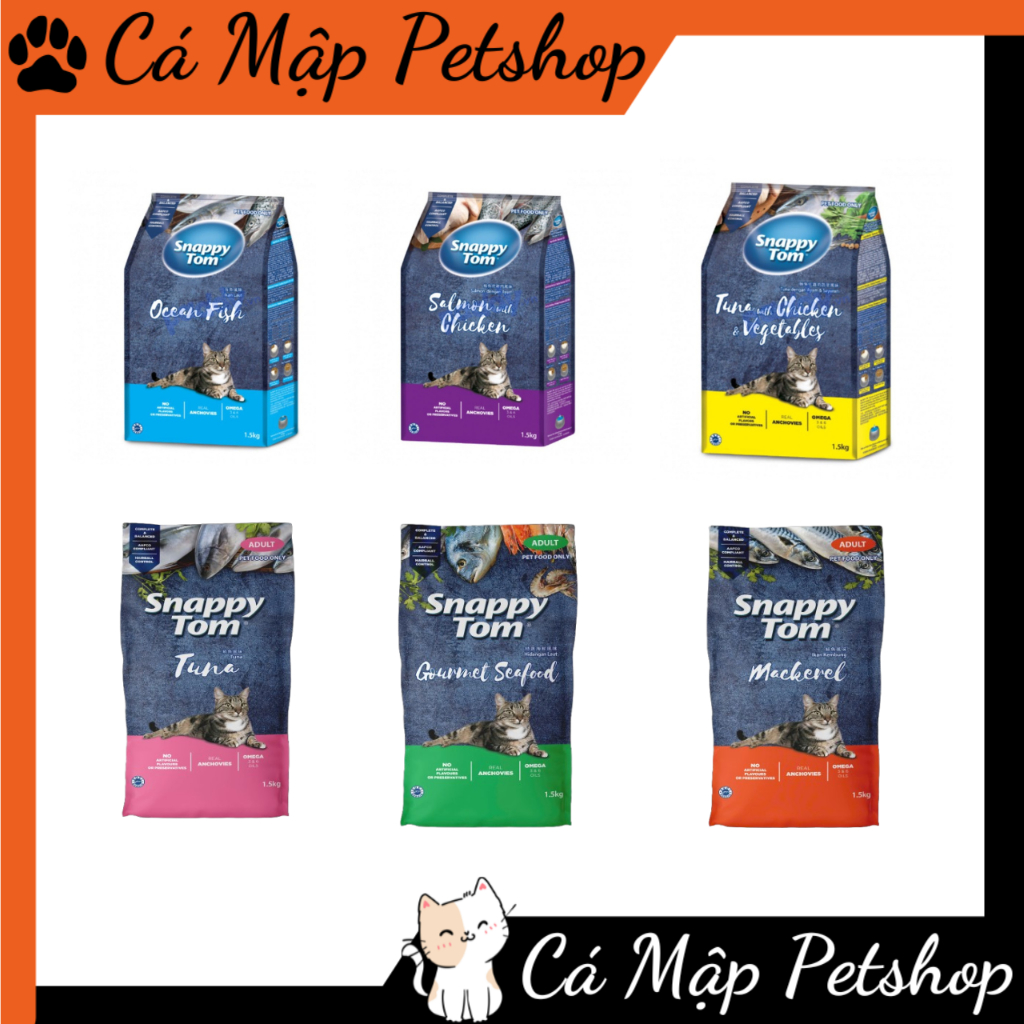 Hạt SnappyTom cho mèo, Hạt cho mèo Snappy Tom mix Cá sấy