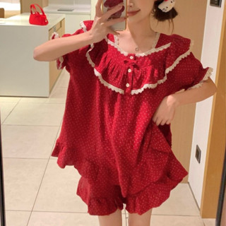 [ ĐỒ NGỦ NỮ REN NGỰC ] Bigsize PINK Pijama Mùa Hè Dễ Thương Bộ Cộc Tay Đũi Ngắn Cute Mặc Nhà Cao Cấp Tiểu Thư Form Rộng