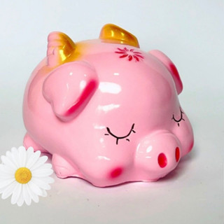  Heo Ngủ Thiên thần KT18x16cm Ống heo Ống tiết kiệm thạch cao heo đất lợn đất tiết kiệm 