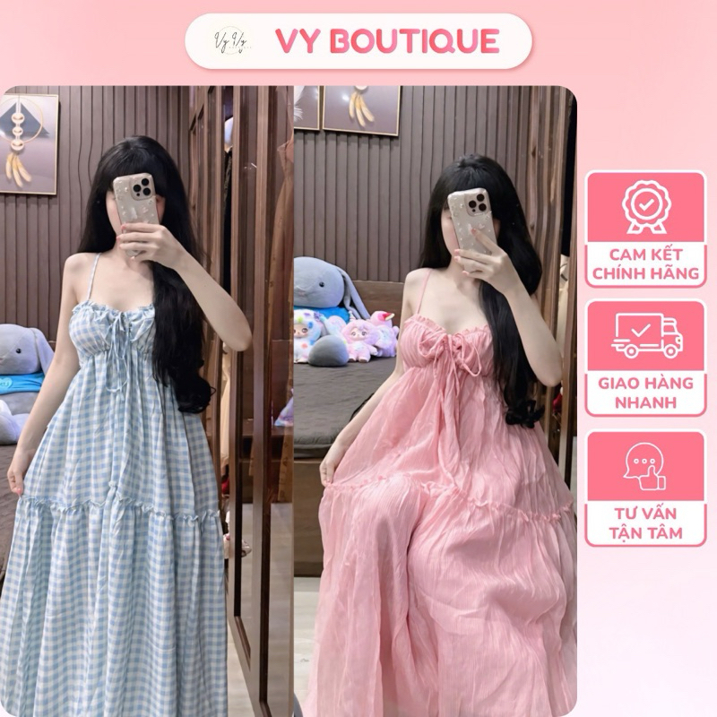 [CÓ BIGSIZE] ĐẦM MAXI HAI DÂY DÁNG DÀI RÚT DÂY , ĐẦM ĐI BIỂN - MẶC THƯỜNG NGÀY BY VY VY BOUTIQUE
