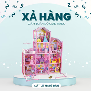  XẢ HÀNG Đồ chơi ngôi nhà búp bê barbie màu hồng lắp ráp nhiều tầng kích thước lớn cho bé gái 