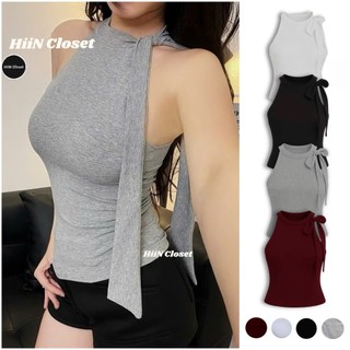  Áo 2 dây cổ yếm phối dây buộc nơ cực xinh - Chất liệu zip co giãn mềm mịn ôm body HiiNCloset -131 