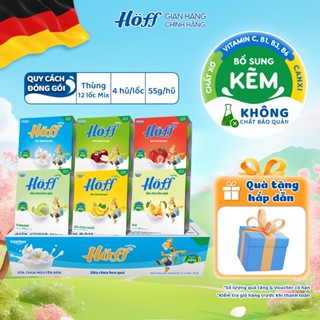 Thùng Sữa chua trẻ em Hoff ăn dặm mix vị trái cây hỗ trợ hệ tiêu hoá cho bé 12 lốc (48 hộp x 55g)