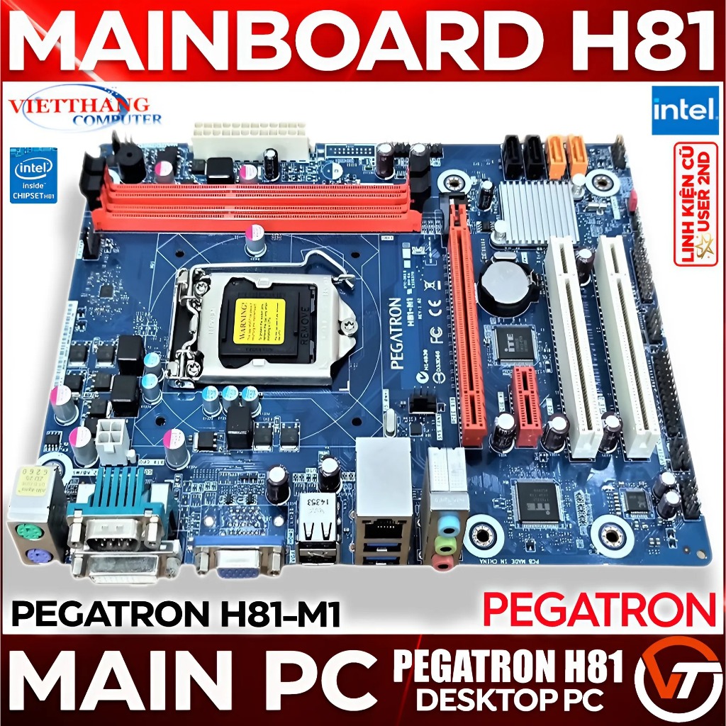 Mainboard - Bo Mạch Chủ Pegatron H81-M1 Tháo máy văn phòng đã qua sử dụng nguyên bản ( Cũ - 2nd )