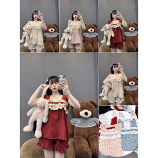 Đồ mặc nhà cổ vuông thiết kế siêu xinh, Pijama tay dài lụa Mango, đồ bộ lụa cao cấp giá rẻ tận xưởng