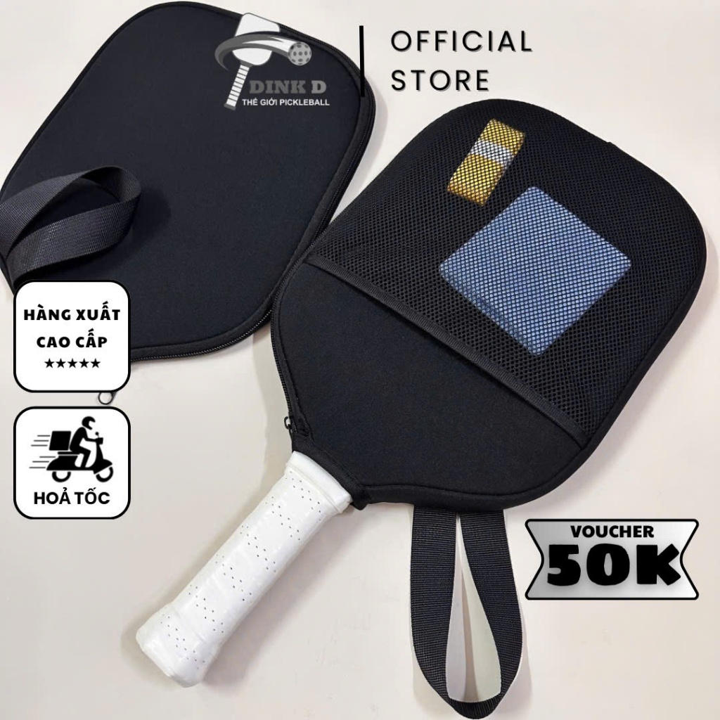 [HỎA TỐC] BAO ĐỰNG VỢT pickleball bảo vệ mặt vợt, 𝐂𝐨́ 𝐧𝐠𝐚̆𝐧 𝐥𝐮̛𝐨̛́𝐢 tiện lợi, có quai xách thời trang