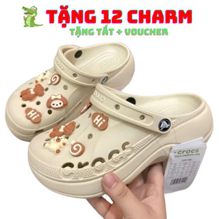  Dép cross Nữ Baya Platform đế cao 6cm tặng kèm 12 charm Dép cross nữ đế cao êm ái Dép sục cross nữ 