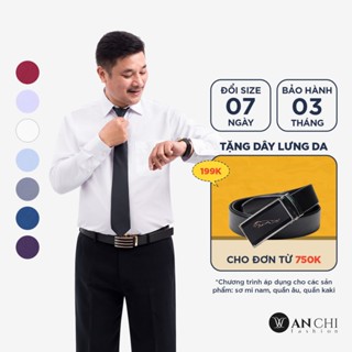 Áo sơ mi nam công sở trung niên dài tay ANCHI classic trắng có túi ngực - B4SMD01