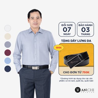 Áo sơ mi cotton basic dài tay nam trung niên ANCHI mềm mát thấm hút tốt - SMD-25-01