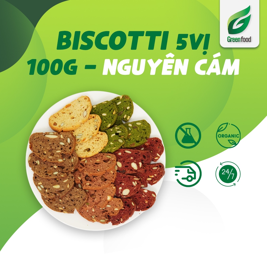 Siêu Sale bánh biscotti 5 vị độc quyền Greenfood giảm giá ăn thử. bánh ngũ cốc hạt tổng hợp healthy