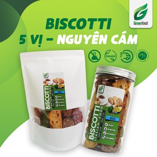 Bánh biscotti 5 vị GreenFood - bánh nguyên cám ngũ cốc hạt tổng hợp healthy thơm ngon, dễ dùng