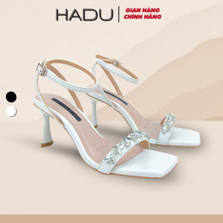 Giày Sandal Cao Gót 7P MILIA Quai Đính Đá HADU MM7129 Da PU Cao Cấp Đế Chống Trượt  BH 12T