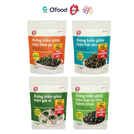 Rong biển giòn trộn khô gà, hải sản, hạt óc chó hạnh nhân OFood 40g