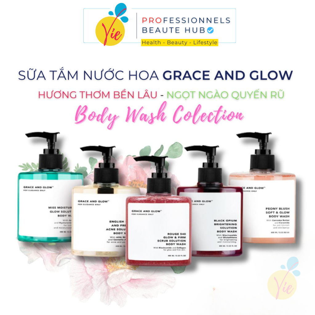 Sữa Tắm Grace And Glow Body Wash Dưỡng Ẩm, Hỗ Trợ Làm Trắng Da, Tẩy Tế Bào Chết 400ml