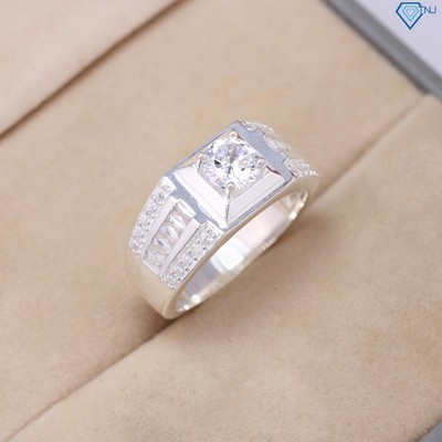 Nhẫn bạc nam đính đá bản nhỏ cá tính NNA0817 - Trang Sức TNJ