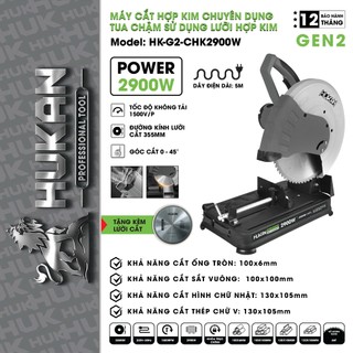  Máy cắt hợp kim tua chậm HUKAN HK-G2-CHK2900W,Công suất 2900w Tặng 1 lưỡi hợp kim 