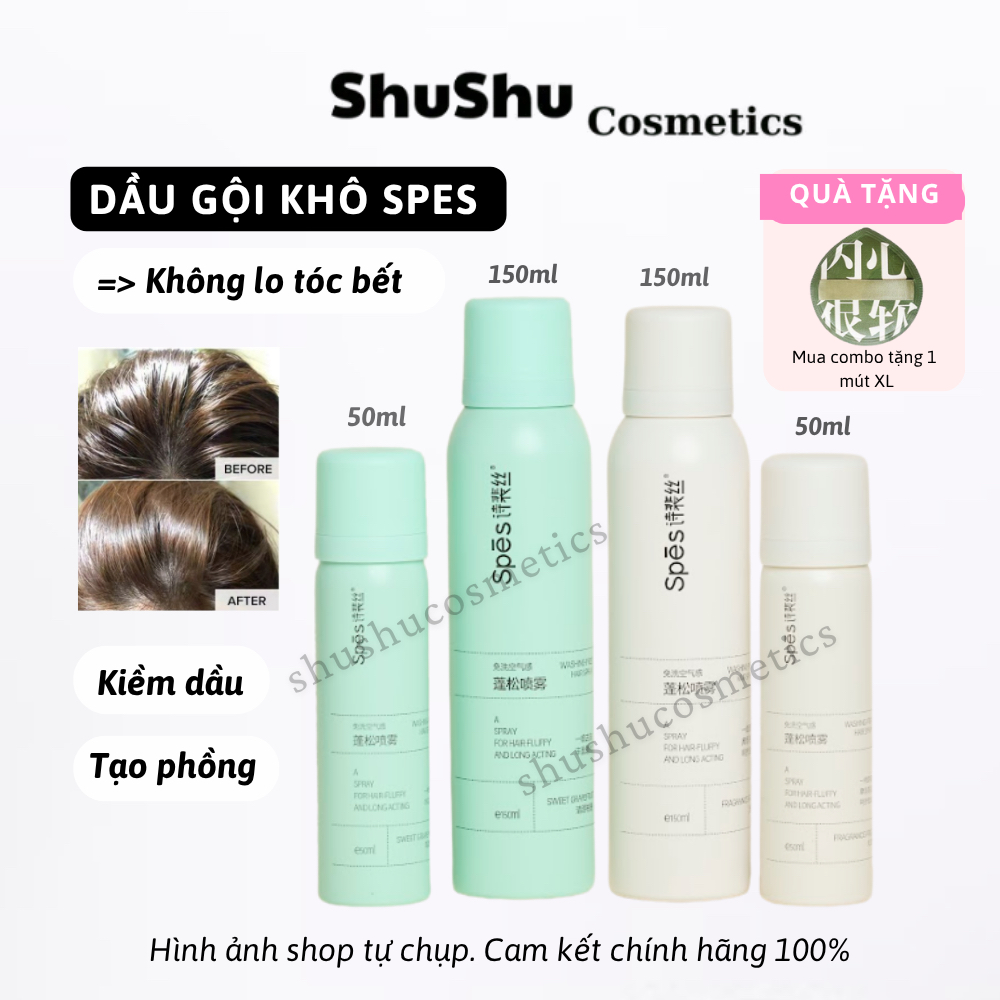 [QUÀ TẶNG-KHĂN MẶT NÉN] Dầu Gội Khô SPES Dạng Xịt Tạo Phồng Cấp Tốc 3 Mùi Hương Giữ Nếp Tóc Đến 8 Tiếng SHUSHU COSMETICS
