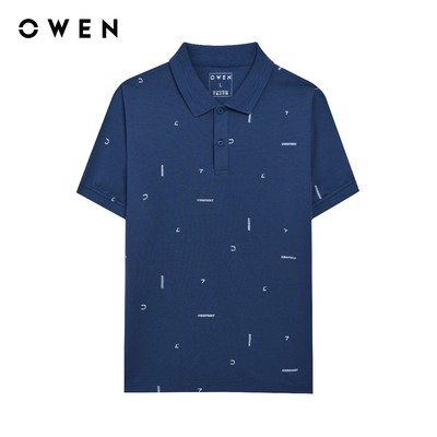 Owen - Áo polo Bodyfit APV253641 màu Xanh dương chất liệu CVC Spandex
